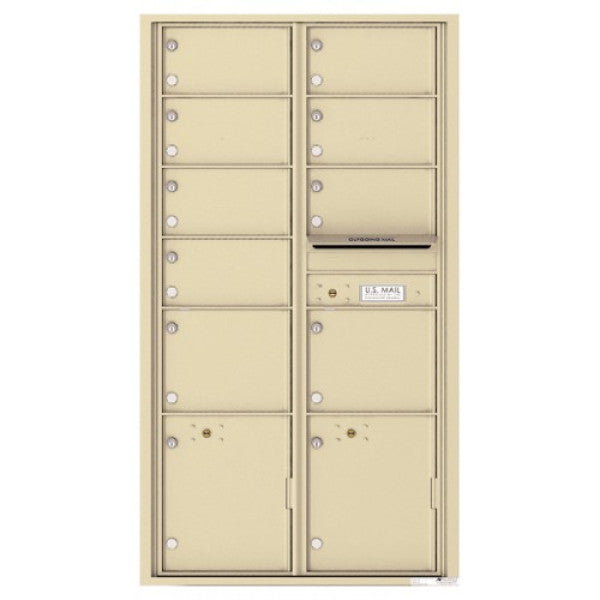 Salsbury 3800 Horizontal Series Surface-Mount Mailbox, 9 Compartments + 2 Parcel Lockers