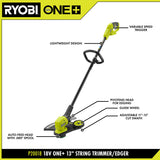 RYOBI ONE+ 18V Lithium-Ion Cordless 13" String Trimmer/Edger Kit with 4.0 Ah Battery and Charger