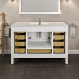 Eviva London 54"W x 18"D White Bathroom Vanity with White Carrara Quartz Countertop and Undermount Porcelain Sink