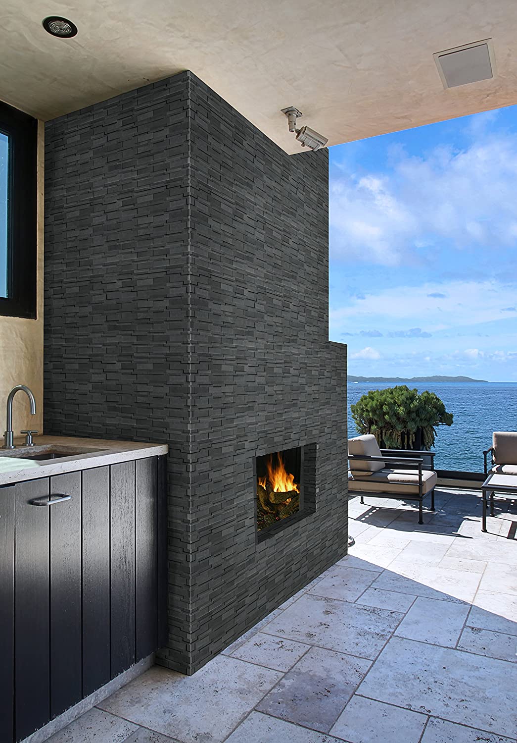 MSI Neptune 3D 12 in. x 12 in. x 10mm Honed Basalt Mesh-Mounted Mosaic Tile (10 sq. ft. / case)