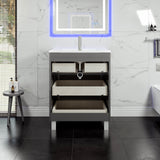 Eviva Deluxe 32 in. W x 18 in. D x 34 in. H Single Freestanding Bath Vanity in Gray with White Porcelain Integrated Sink Top