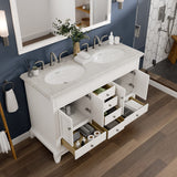Eviva Elite Stamford 48 in. W x 24 in. D x 34 in. H Double Bath Vanity in White with White Carrara Top and Undermount White Sinks