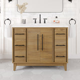 Eviva Graham 42"W x 22"D Oak Bathroom Vanity with White Arabescato Engineered Stone Countertop and Undermount Ceramic Sink