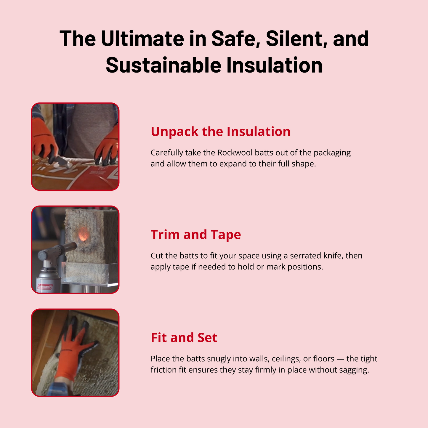 ROCKWOOL Safe'n'Sound Unfaced Mineral Wool Batt Insulation 15-1/4 in x 47 in x 6 in (29.8 sq ft)
