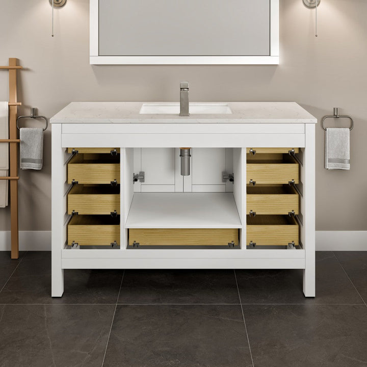 Eviva London 54-in Blue Undermount Single Sink Bathroom Vanity with White Quartz Top