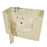 Nova Wheelchair Accessible 5 ft. Walk-in Whirlpool and Air Bathtub with Flat Easy Up Adhesive Wall Surround in Biscuit - Super Arbor