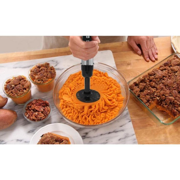 6-Speed Hand Blender Potato Masher Attachment, Black