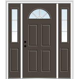 68.5 in. x 81.75 in. Internal Grilles Right-Hand Inswing 1/4-Lite Clear Painted Steel Prehung Front Door with Sidelites - Super Arbor