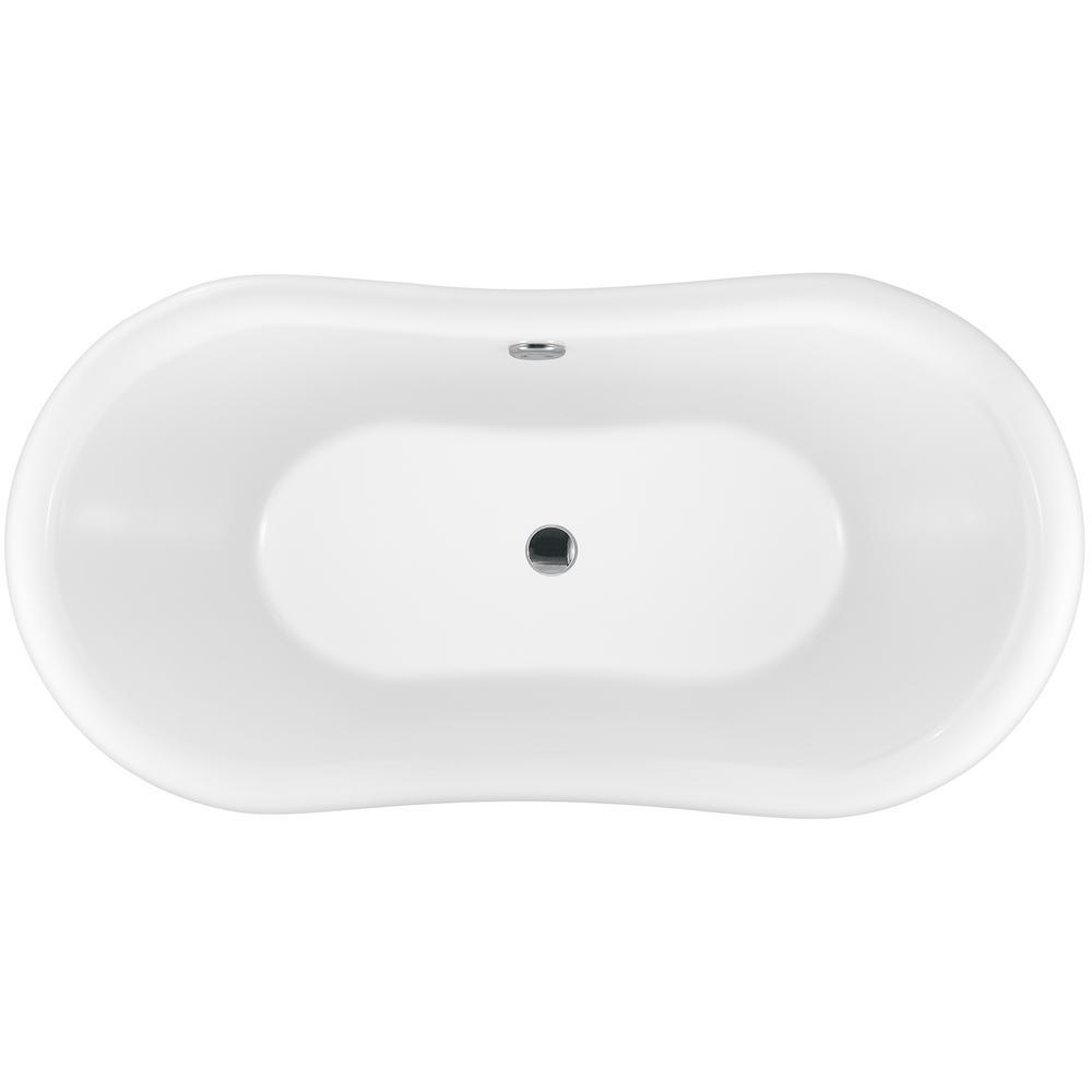 59 in. Fiberglass Double Slipper Clawfoot Non-Whirlpool Bathtub in Matte Lichen Green - Super Arbor