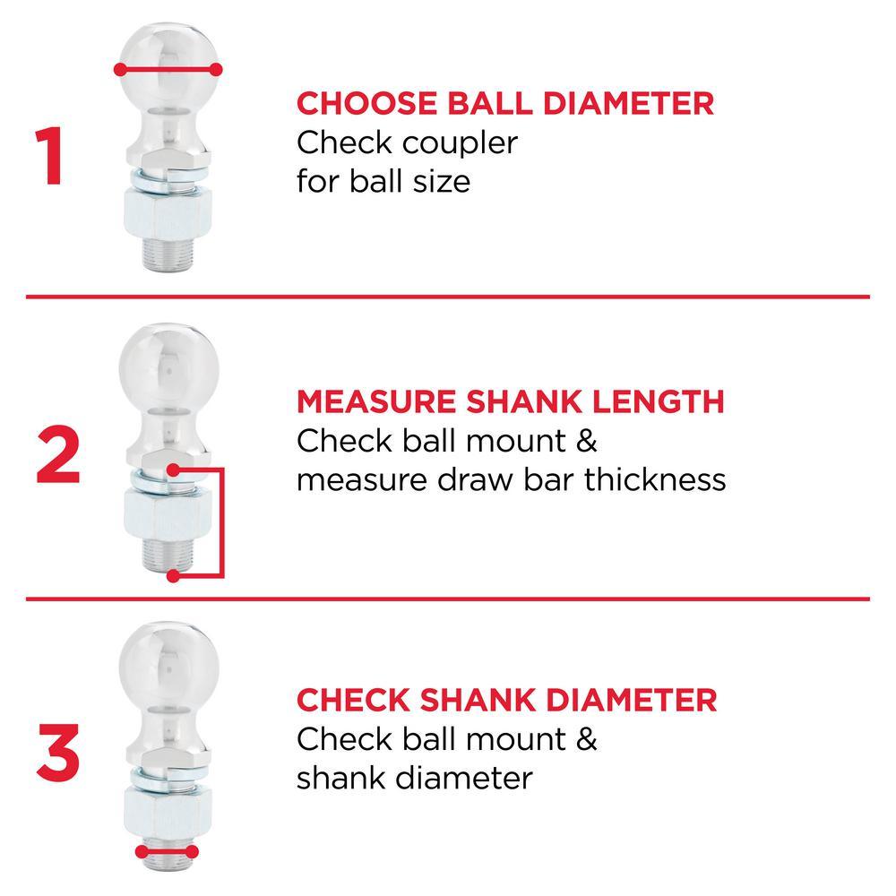 TowSmart 12,000 lb. Capacity 2-5/16 in. Ball x 1-1/4 in. Shank Diameter x 2-1/2 in. Shank Length Chrome Hitch Ball - Super Arbor