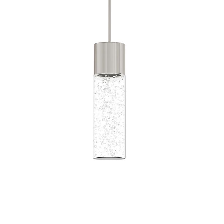 Style Selections Dunwynn Polished Nickel Modern/Contemporary Seeded Glass Cylinder LED Pendant Light