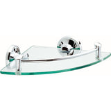 8 in. W Glass Corner Shelf in Brushed Nickel - Super Arbor
