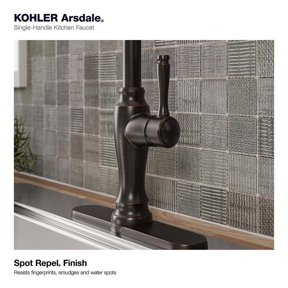 Arsdale Single-Handle Standard Kitchen Faucet with Swing Spout and Sidespray in Oil-Rubbed Bronze - Super Arbor