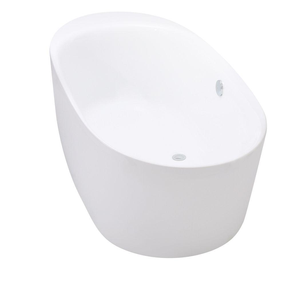 Logan 71 inches Center Drain Freestanding Bathtub in Glossy White - Super Arbor