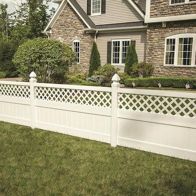 Freedom Ready-to-Assemble Conway 6-ft H x 8-ft W Sand Vinyl Lattice-Top Vinyl Fence Panel