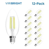 Viribright 35-Watt Equivalent B10 Dimmable E12 Candelabra Base LED Light Bulb 5000K Daylight (12-Pack)