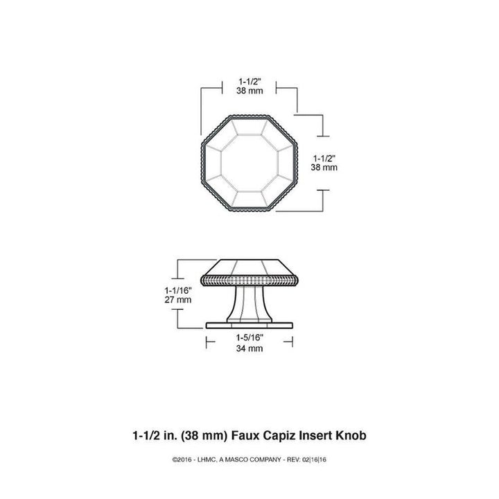 1-1/2 in. (38mm) Satin Nickel with Faux Capiz Insert Cabinet Knob