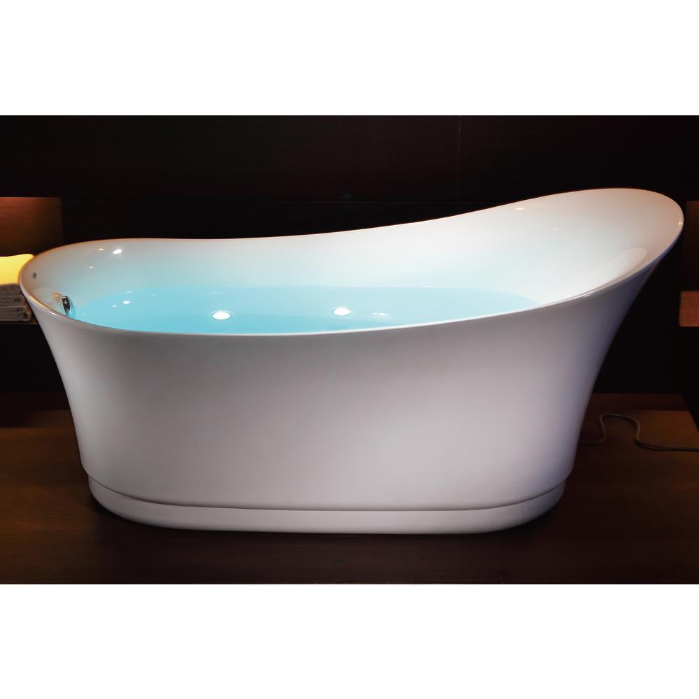 69 in. Acrylic Flatbottom Air Bath Bathtub in White - Super Arbor