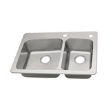 Dual Mount 18-Gauge Stainless Steel 33 in. 2-Hole 60/40 Double Bowl Kitchen Sink with Grid and Drain Assemblies