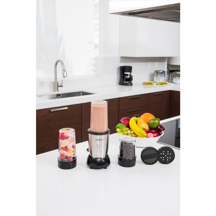 9-Piece 19 oz. Single Speed Silver Personal Blender Set
