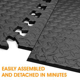 Yes4All Interlocking Exercise Foam Mats with Border, 12 Sq Ft, Black