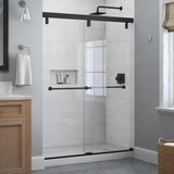Lyndall 60 x 71-1/2 in. Frameless Mod Soft-Close Sliding Shower Door in Nickel with 1/4 in. (6mm) Transition Glass - Super Arbor
