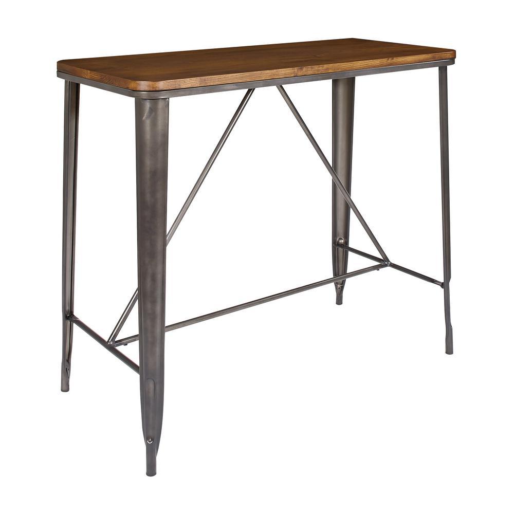 42 in. Matte Metal Grey Rectangle Counter Table with Ash Wood Top KD - Super Arbor