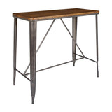 42 in. Matte Metal Grey Rectangle Counter Table with Ash Wood Top KD - Super Arbor