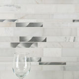MSI Moderno Blanco Interlocking 12 in. x 18 in. x 8 mm Metal Stone Blend Mesh-Mounted Mosaic Tile (15 sq. ft. / case)