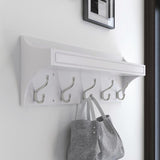 Classic Arch 28 in. White and Satin Nickel Trayed Hook Rack