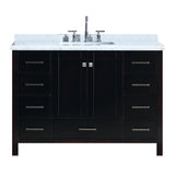 Cambridge 55 in. Bath Vanity in White with Marble Vanity Top in Carrara White with White Basin - Super Arbor