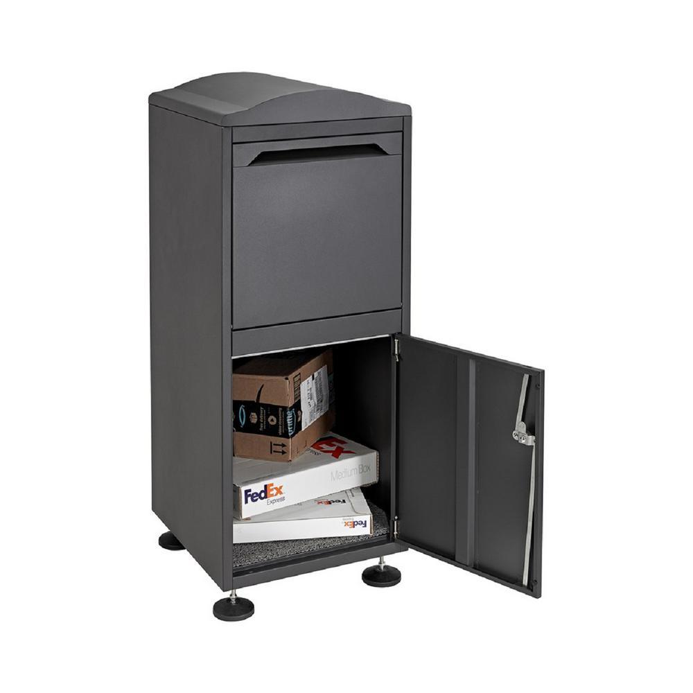 Black Free-Standing Steel Secured Parcel Drop Box - Super Arbor
