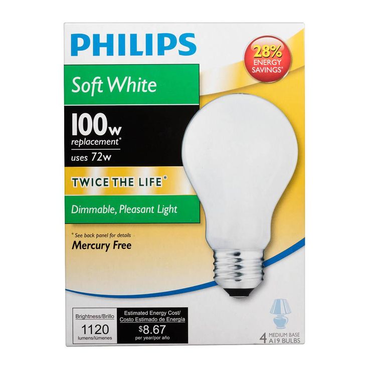 Philips 100-Watt Equivalent A19 Dimmable Energy Efficient Halogen Light Bulb Soft White (2780K) (4-Pack)