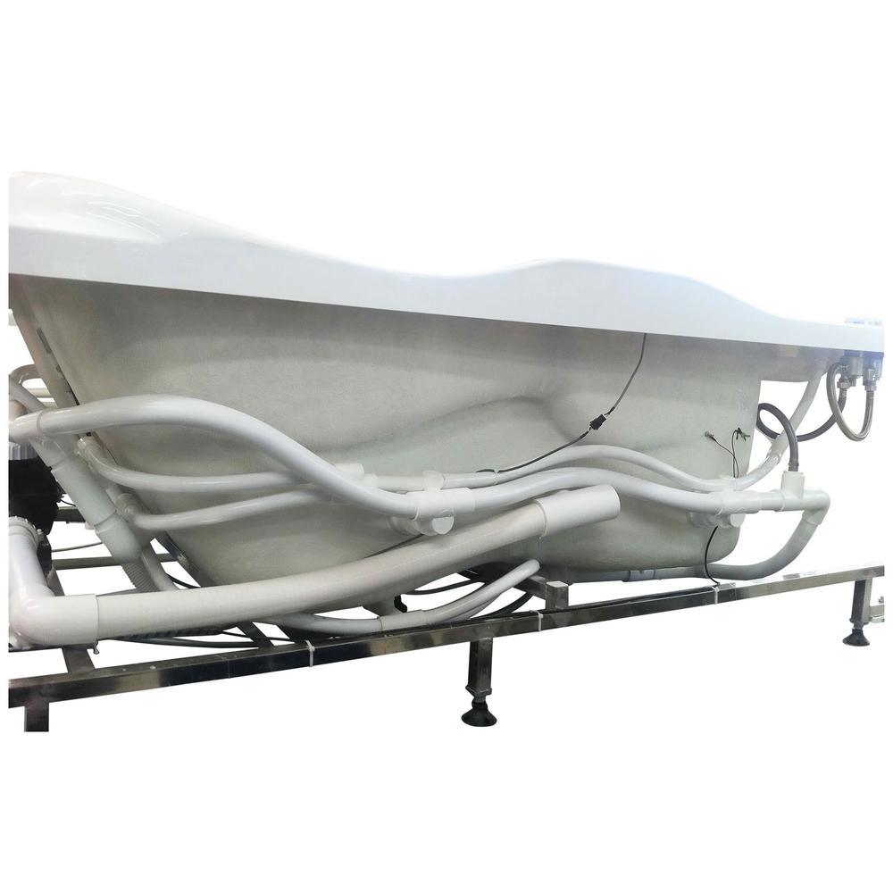 71 in. Acrylic Left Drain Corner Apron Front Whirlpool Bathtub in White - Super Arbor