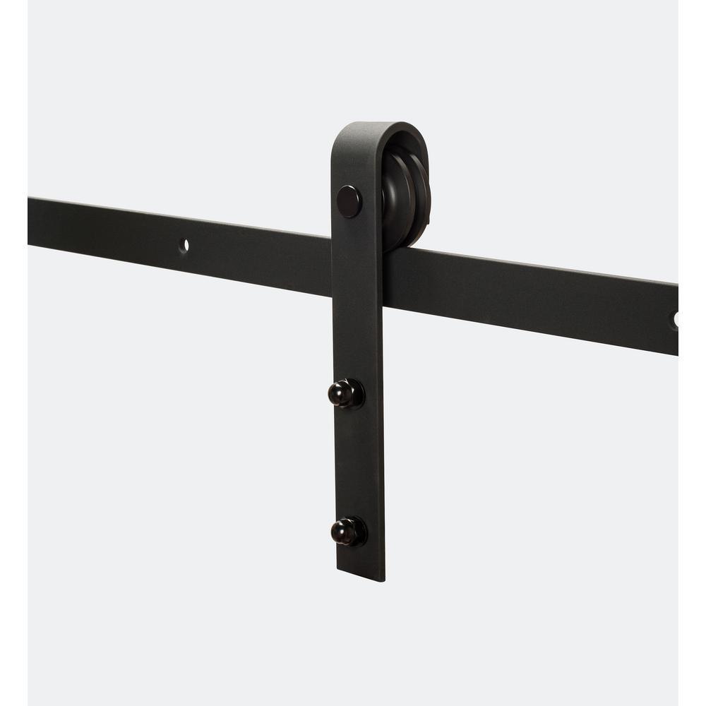 Black Solid Steel Sliding Rolling Barn Door Hardware 8 ft. Kit for Single Wood Doors - Super Arbor