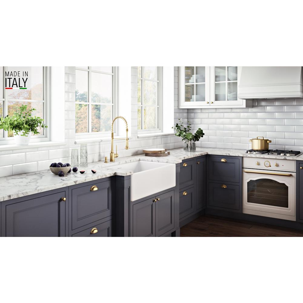 Farmhouse Apron-Front Fireclay 33 in. x 20 in. Reversible Single Bowl Kitchen Sink in White - Super Arbor