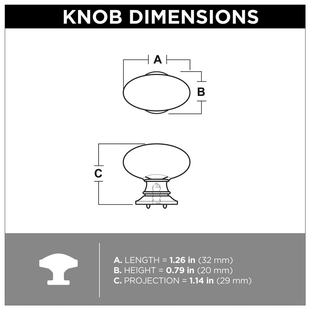 Rugby 1-1/4 in. (32 mm) Polished Nickel Oval Cabinet Knob - Super Arbor