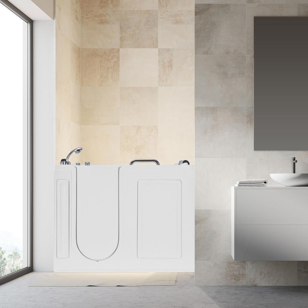 53 in. Left Drain Quick Fill Walk-In Whirlpool Bath Tub with Left Side Door in White - Super Arbor