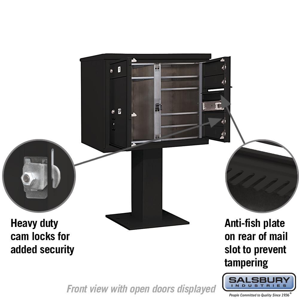 3400 Horizontal Series 5-Compartment 1-Parcel Locker Pedestal Mount Mailbox - Super Arbor
