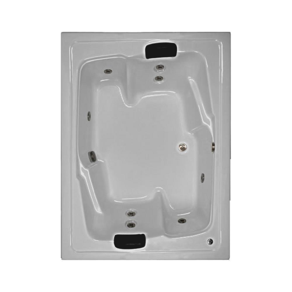 72 in. Acrylic Rectangular Drop-in Whirlpool Bathtub in White - Super Arbor