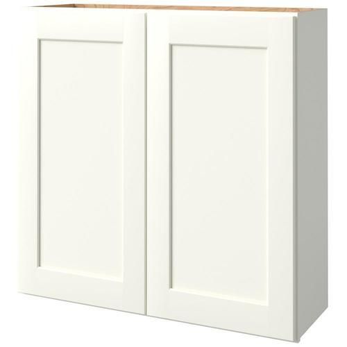 allen + roth Aveley 36-in W x 36.125-in H x 12-in D Linen Maple Door Wall Semi-Custom Cabinet
