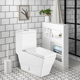 12 in. Rough-In 1-Piece 1.28 GPF Single Flush Square Toilet in White, Seat Included - Super Arbor