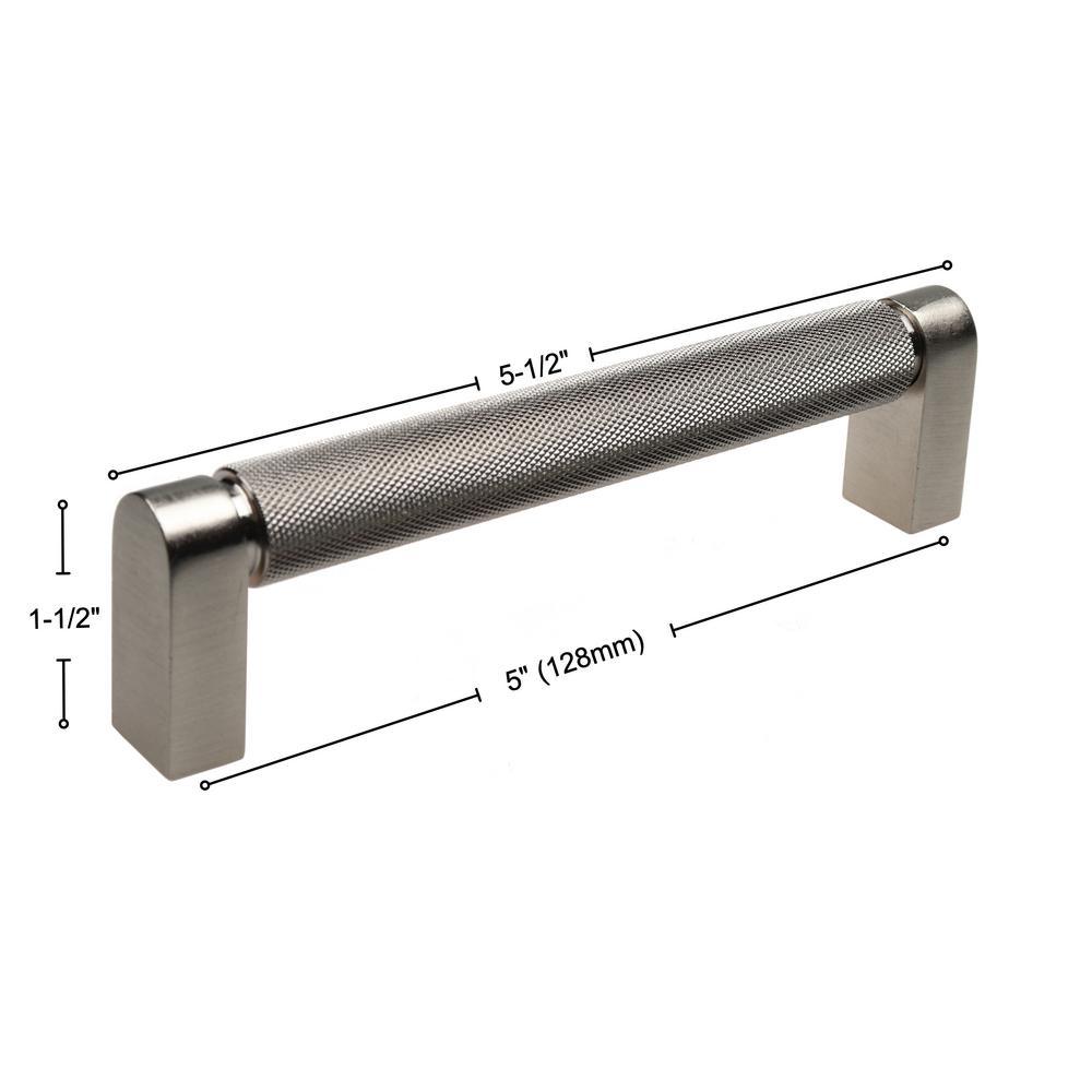5 in. Screw Spacing Satin Nickel Solid Knurled Cabinet Drawer Bar Pulls (10-Pack) - Super Arbor