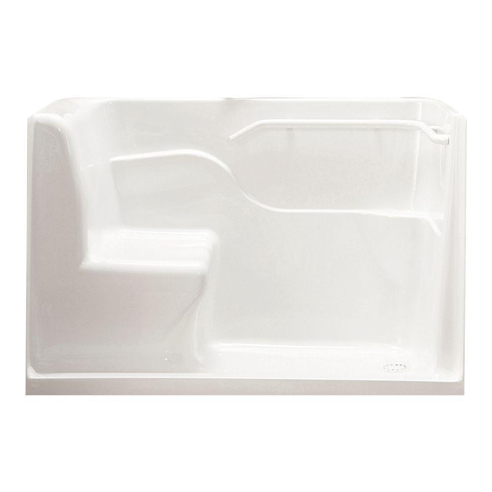 5 ft. Right Drain Seated Shower in White - Super Arbor
