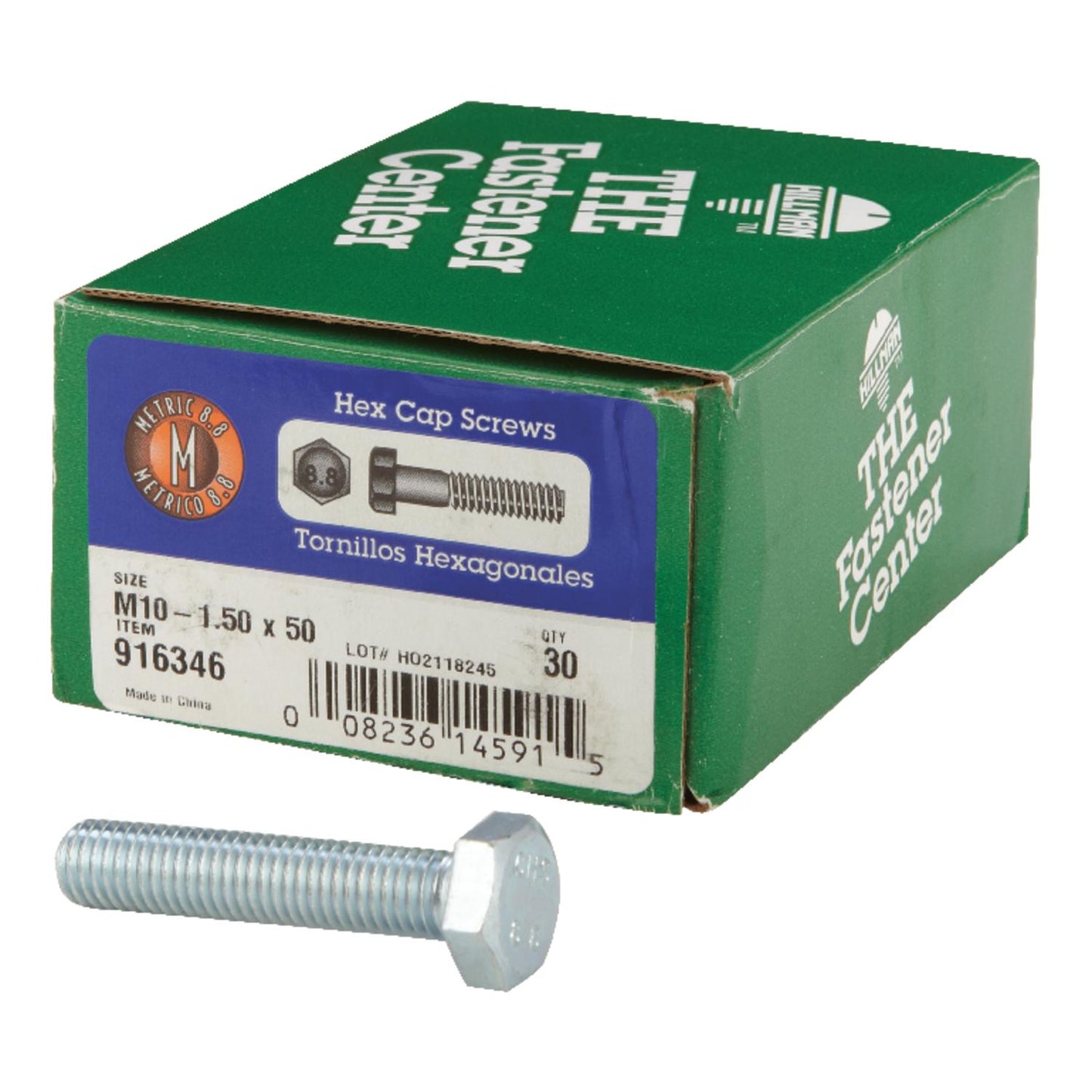 Hillman M10-1.50 mm x 50 mm Heat-Treated Steel Hex Head Cap Screw, 30-Pack