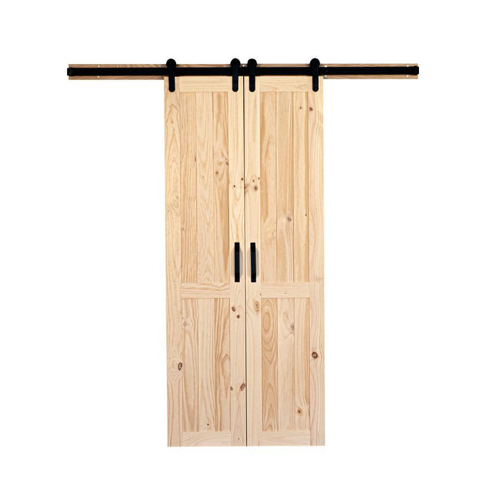36 in. x 84 in. Vertical Plank Stain Ready Solid Wood Split Barn Door with Hardware Kit - Super Arbor