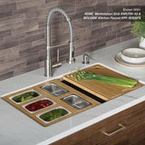 16.75 in. Workstation Kitchen Sink Serving Board Set with Stainless Steel Mixing Bowl and Colander