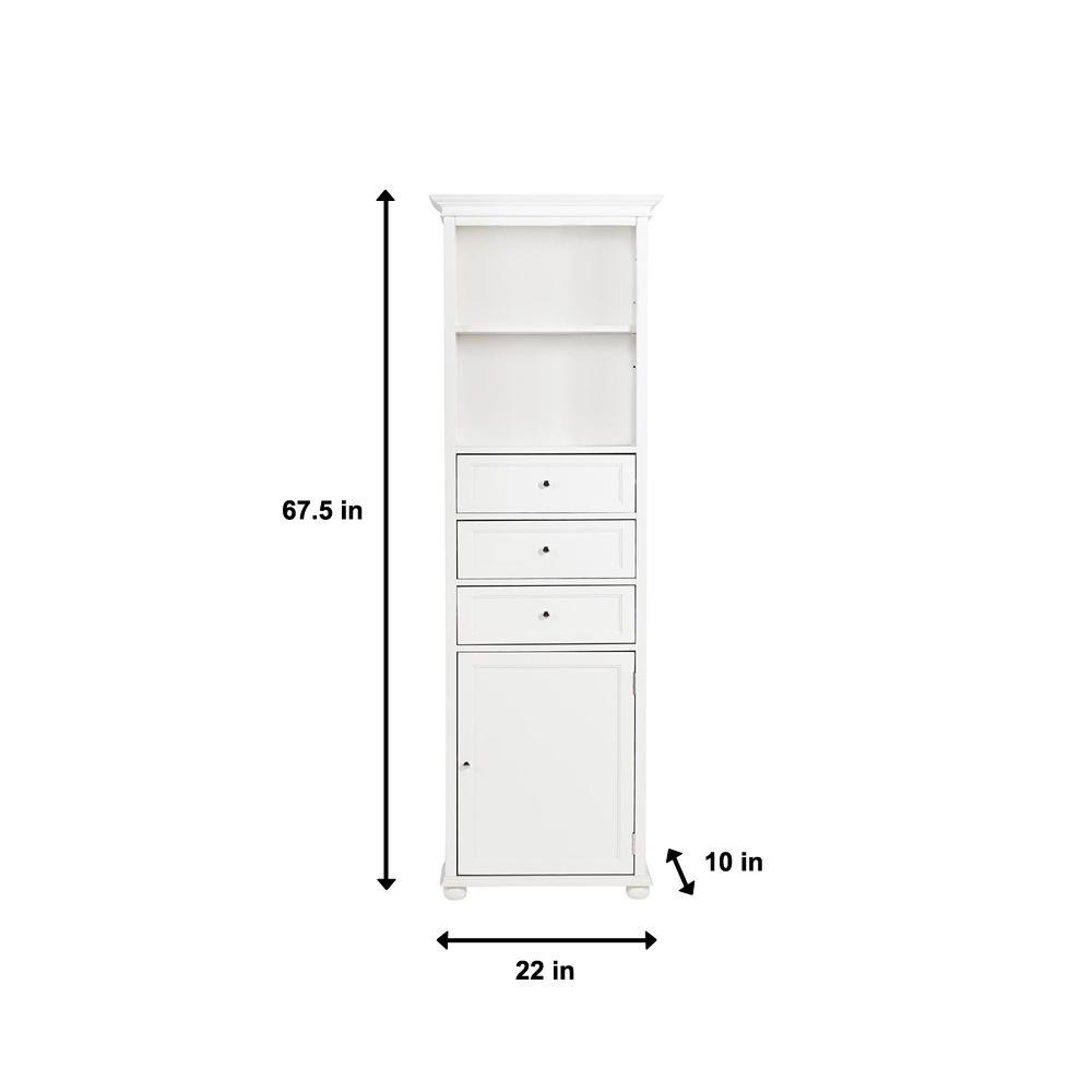 Hampton Harbor 22 in. W x 10 in. D x 67-1/2 in. H Linen Cabinet in White - Super Arbor