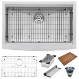 Apron-Front Stainless Steel 36 in. 16-Gauge Workstation Single Bowl Farmhouse Kitchen Sink - Super Arbor