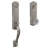 Custom Camelot Aged Bronze 3/4 Trim Single Cylinder Door Handleset with Alexandria Glass Door Knob - Super Arbor